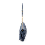 Shoulder Bag Chain Flap Clutch Navy Nappa Matelasse Leather