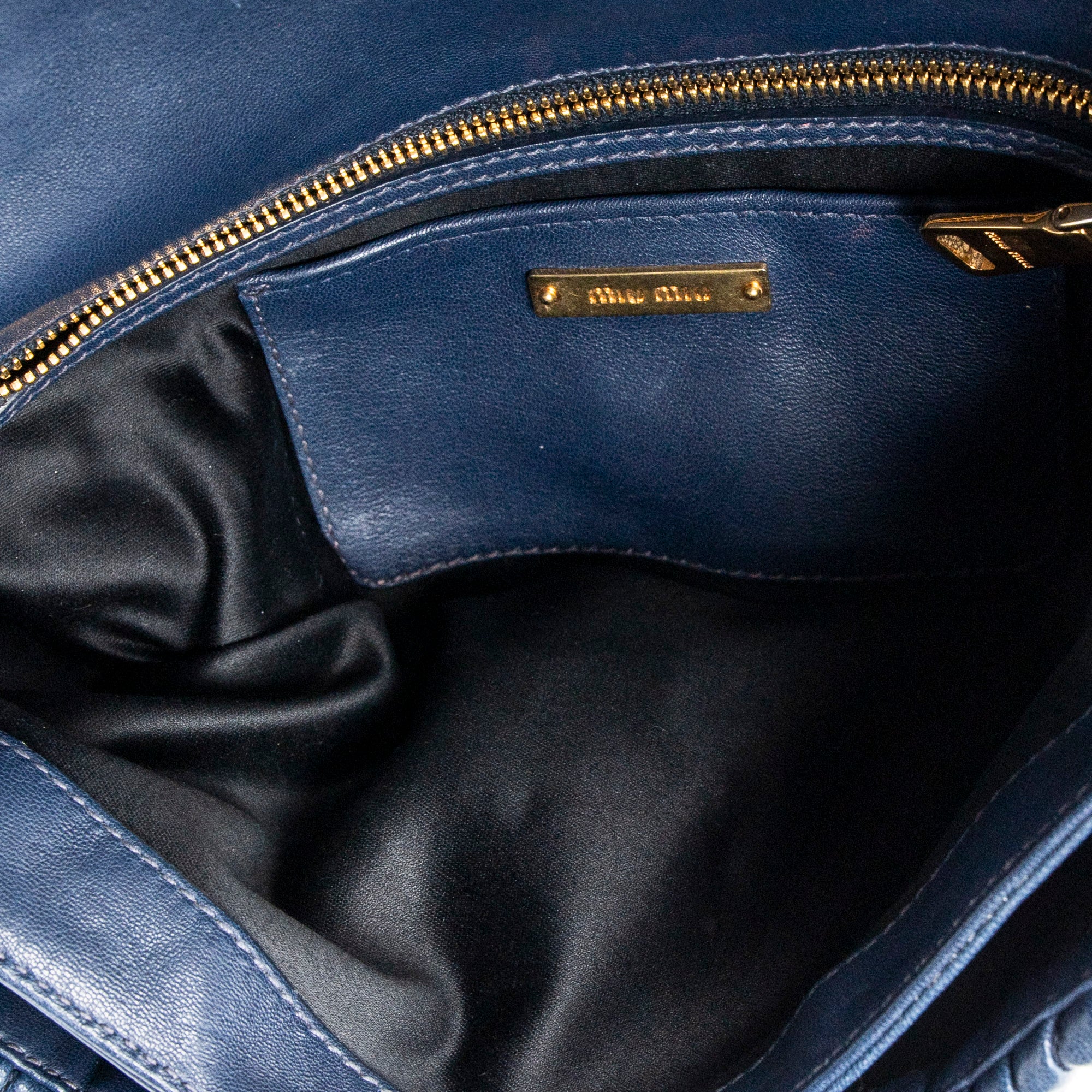 Shoulder Bag Chain Flap Clutch Navy Nappa Matelasse Leather