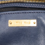 Shoulder Bag Chain Flap Clutch Navy Nappa Matelasse Leather