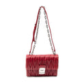 Shoulder Bag Pushlock Chain Flap Red Nappa Matelasse Leather