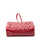 Shoulder Bag Pushlock Chain Flap Red Nappa Matelasse Leather
