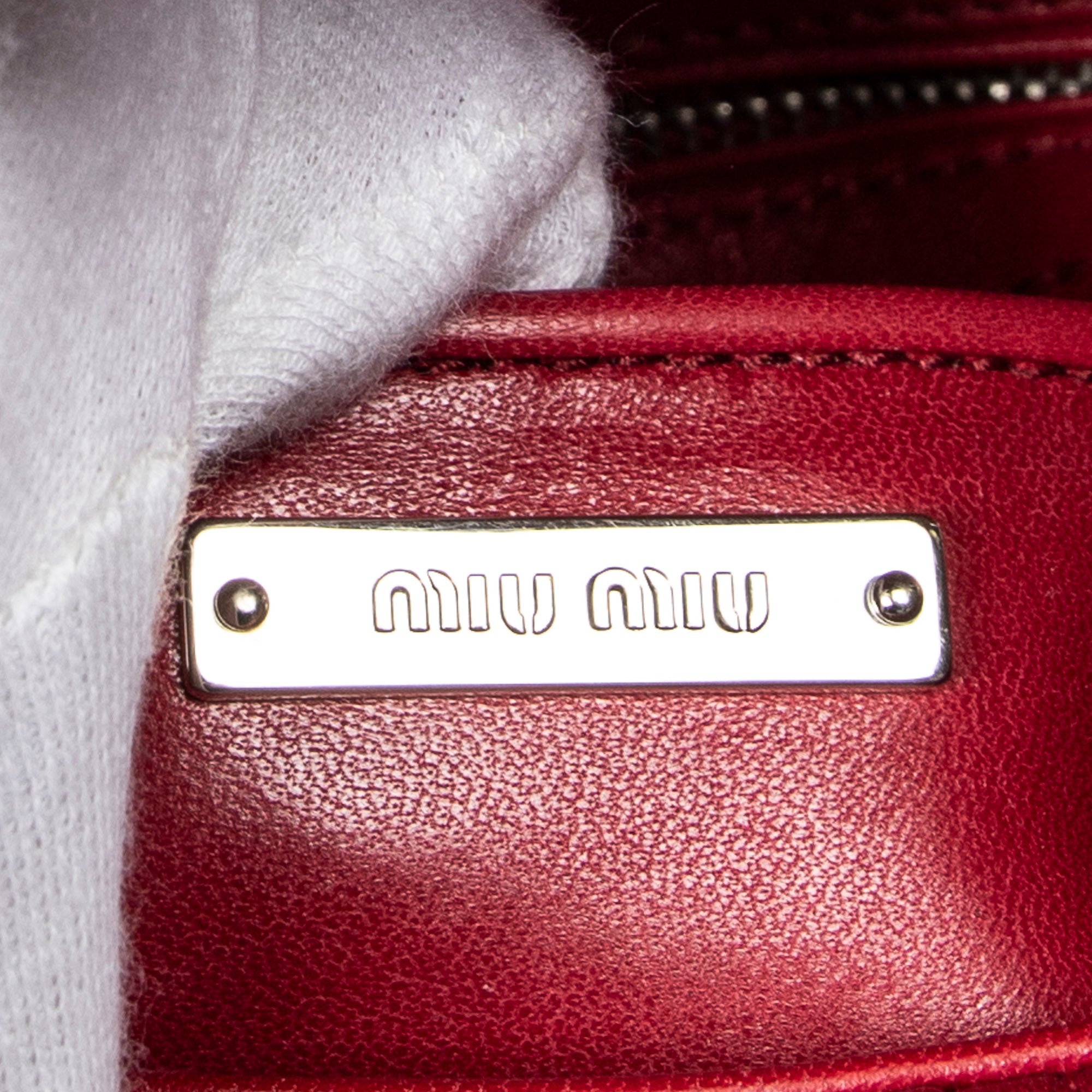 Shoulder Bag Pushlock Chain Flap Red Nappa Matelasse Leather