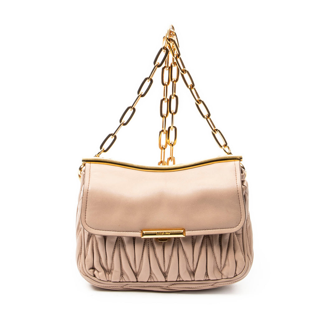 Shoulder Bag Small Frame Flap Clutch Beige Matelasse Leather