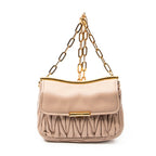 Shoulder Bag Small Frame Flap Clutch Beige Matelasse Leather