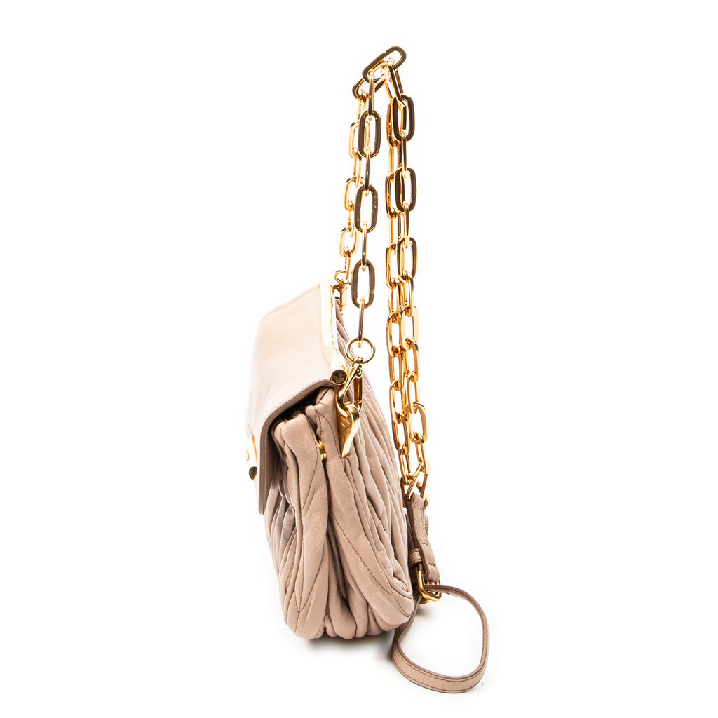 Shoulder Bag Small Frame Flap Clutch Beige Matelasse Leather