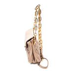 Shoulder Bag Small Frame Flap Clutch Beige Matelasse Leather