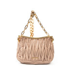 Shoulder Bag Small Frame Flap Clutch Beige Matelasse Leather