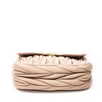 Shoulder Bag Small Frame Flap Clutch Beige Matelasse Leather
