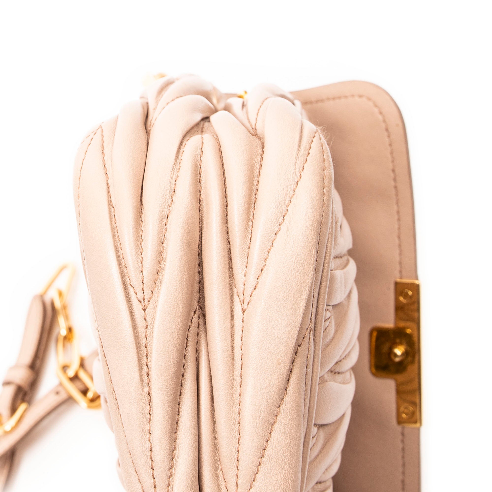Shoulder Bag Small Frame Flap Clutch Beige Matelasse Leather