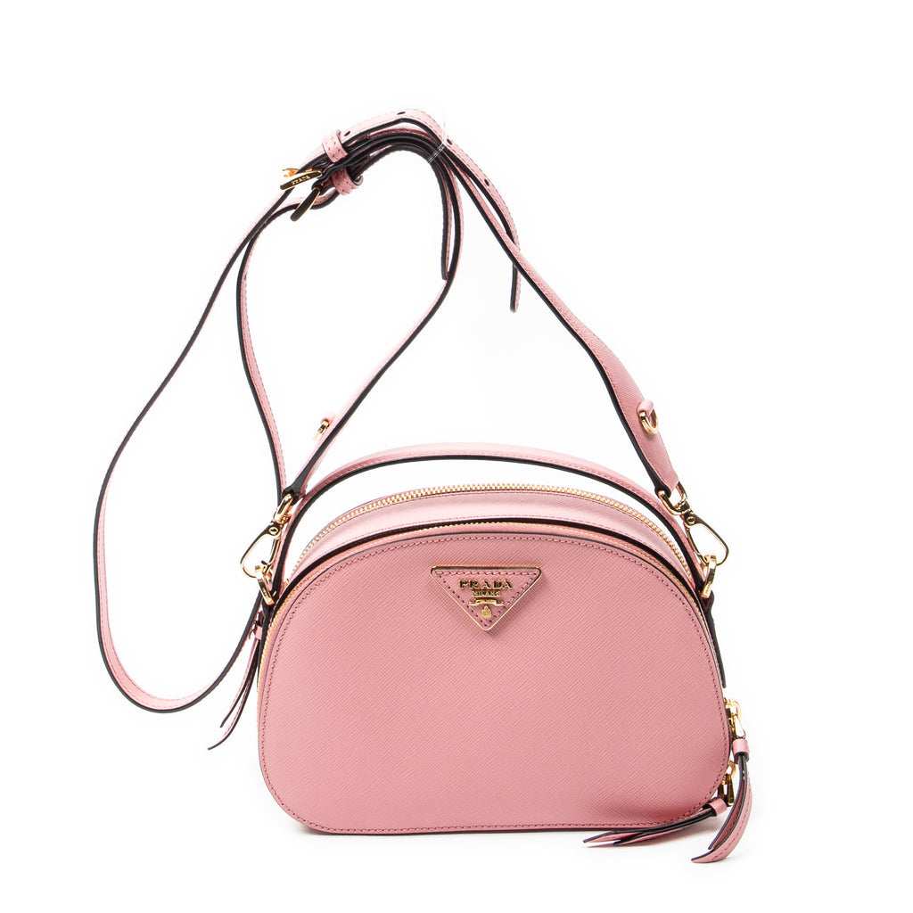 Bandolera Odette con asa superior de piel Saffiano rosa