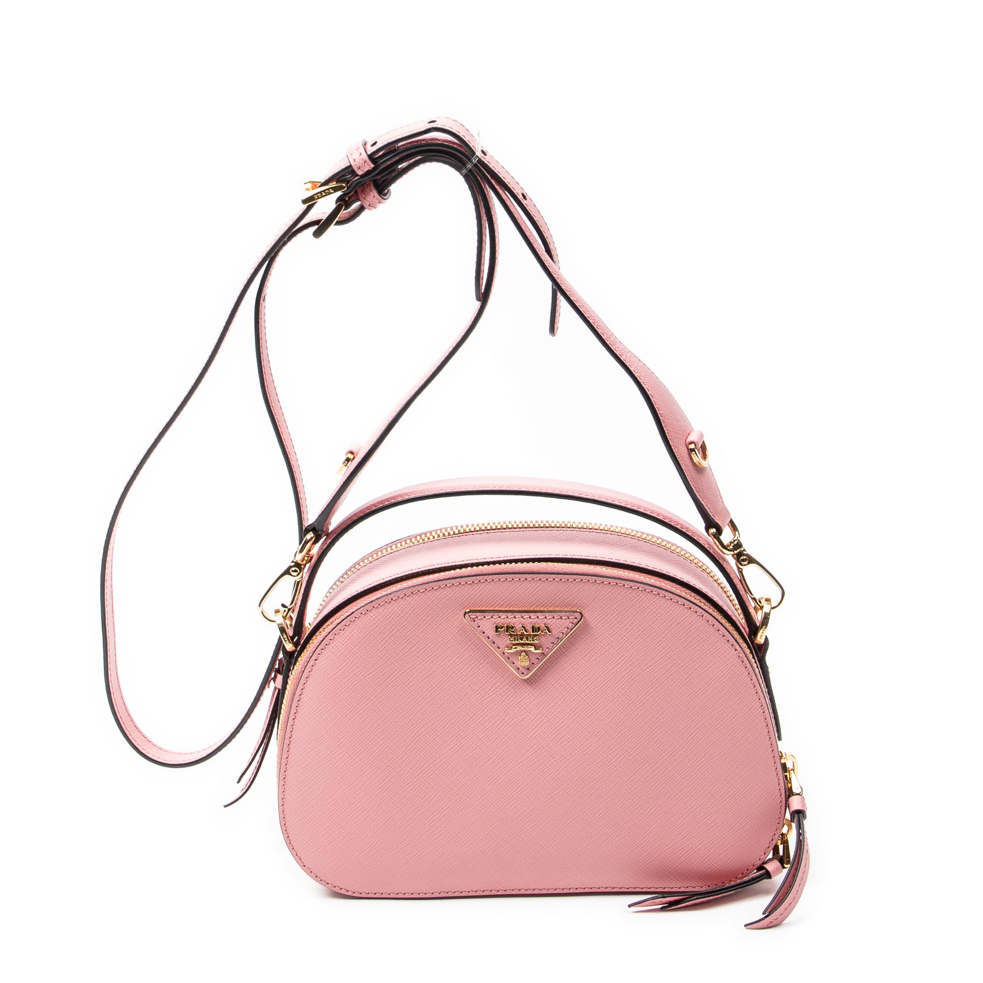 Bandolera Odette con asa superior de piel Saffiano rosa