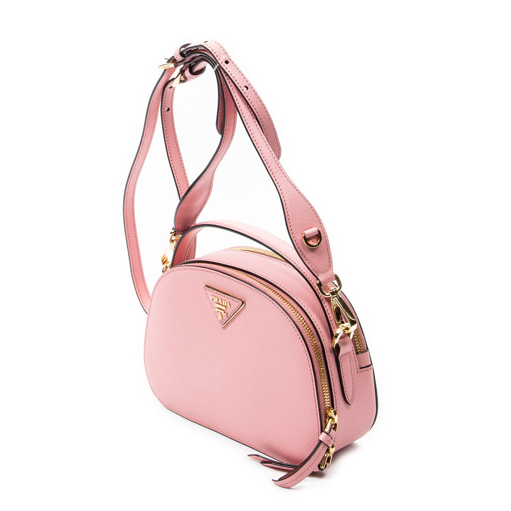 Bandolera Odette con asa superior de piel Saffiano rosa