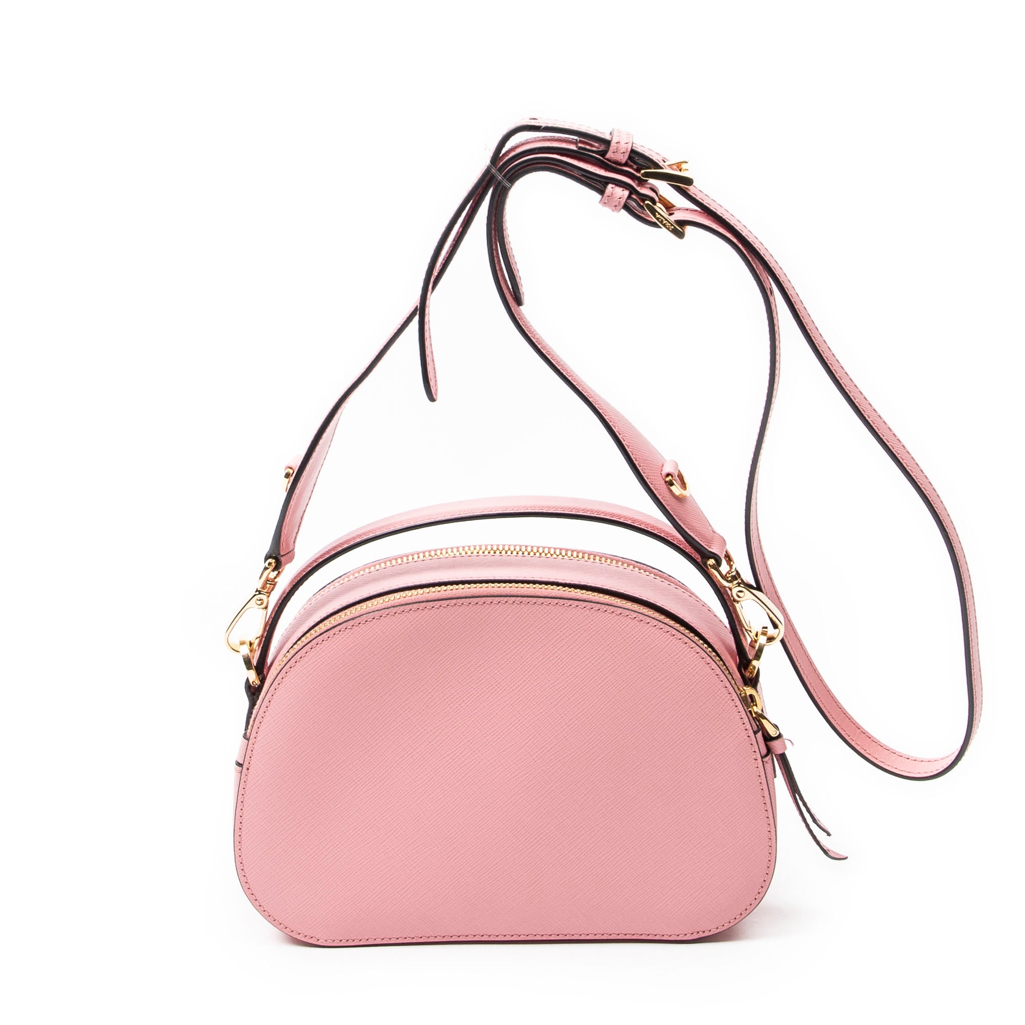Bandolera Odette con asa superior de piel Saffiano rosa