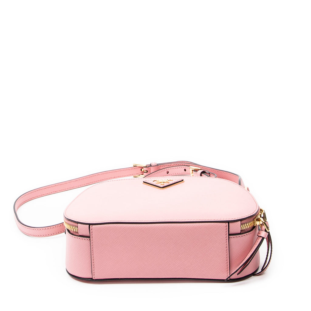 Bandolera Odette con asa superior de piel Saffiano rosa