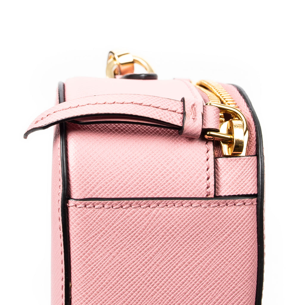 Bandolera Odette con asa superior de piel Saffiano rosa
