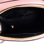 Bandolera Odette con asa superior de piel Saffiano rosa