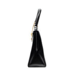 Handbag Vintage Flap Top Handle Black Smooth Leather