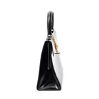 Handbag Vintage Flap Top Handle Black Smooth Leather