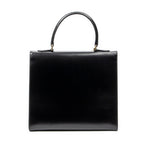 Handbag Vintage Flap Top Handle Black Smooth Leather