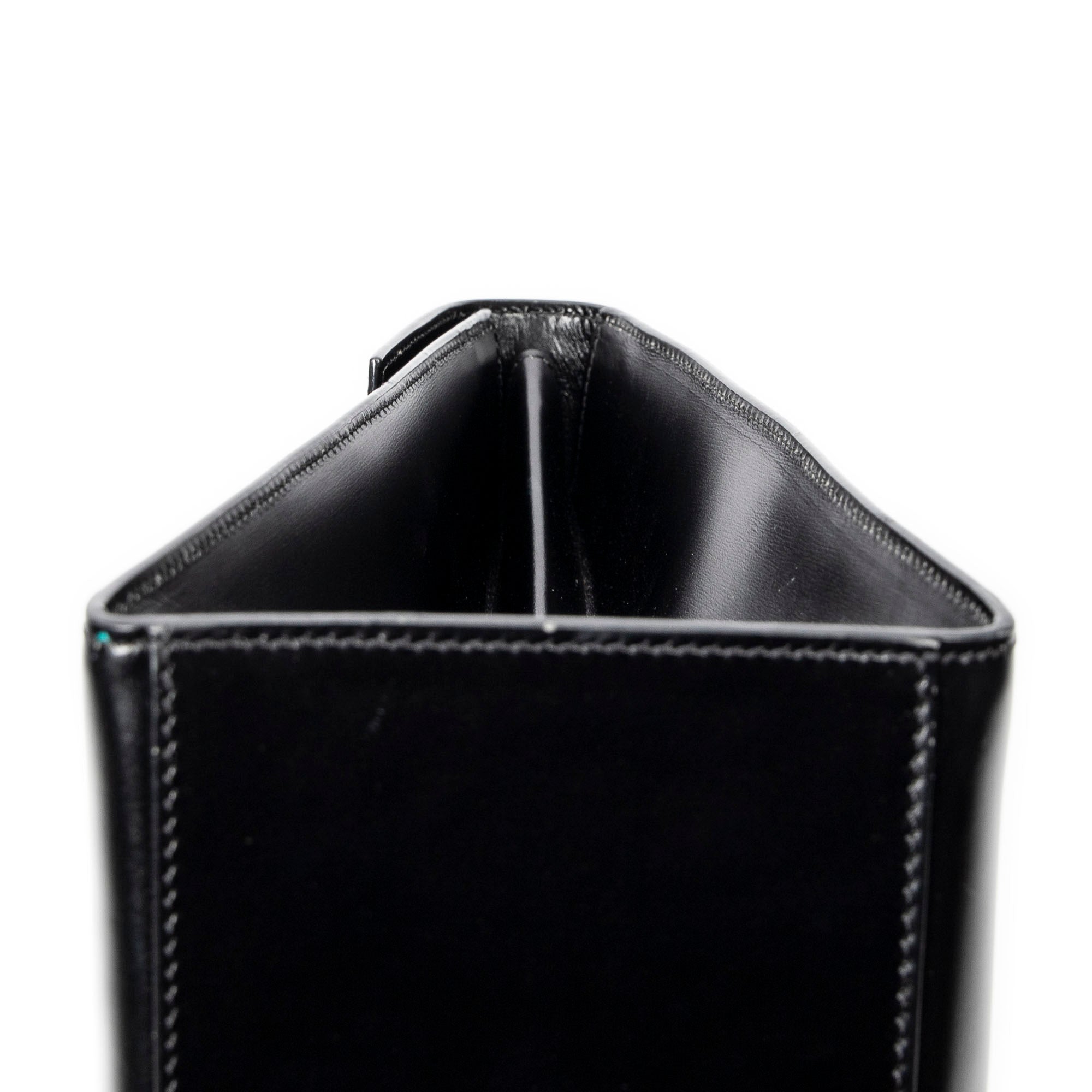 Handbag Vintage Flap Top Handle Black Smooth Leather