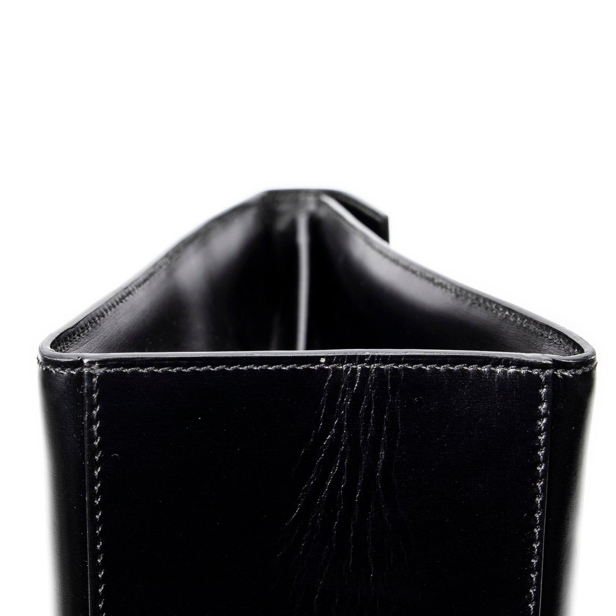 Handbag Vintage Flap Top Handle Black Smooth Leather