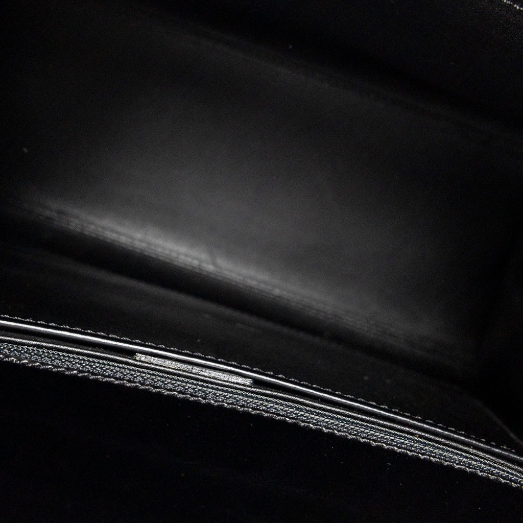 Handbag Vintage Flap Top Handle Black Smooth Leather