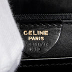 Handbag Vintage Flap Top Handle Black Smooth Leather