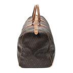 Travel Bag Vintage Large Travel Boston Dark Grey Honeycomb Coated Canvas