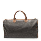 Travel Bag Vintage Large Travel Boston Dark Grey Honeycomb Coated Canvas