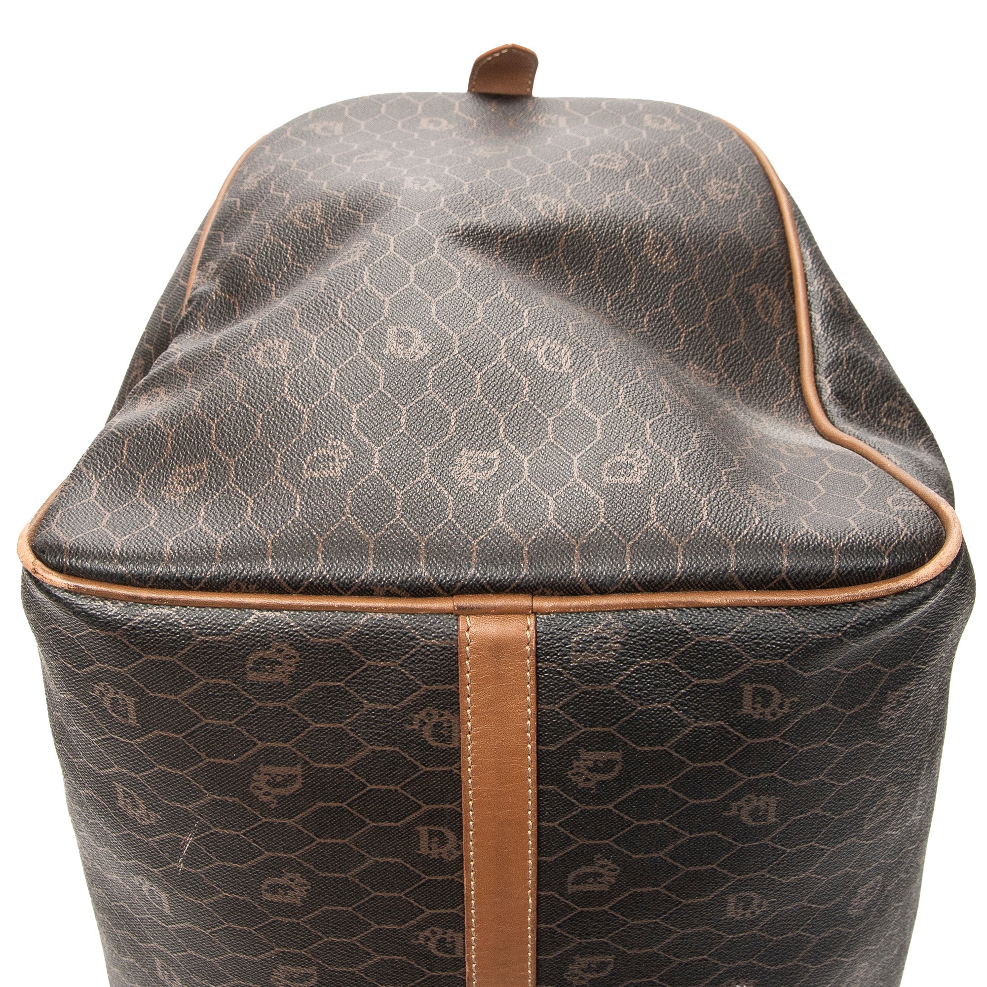 Travel Bag Vintage Large Travel Boston Dark Grey Honeycomb Coated Canvas