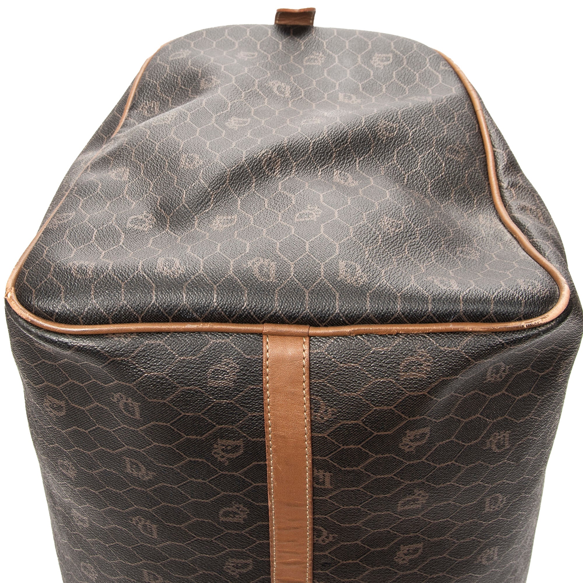 Travel Bag Vintage Large Travel Boston Dark Grey Honeycomb Coated Canvas