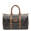 Bolso de viaje vintage Boston mediano de lona recubierta con patrón de nido de abeja gris oscuro