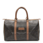 Bolso de viaje vintage Boston mediano de lona recubierta con patrón de nido de abeja gris oscuro