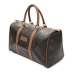 Bolso de viaje vintage Boston mediano de lona recubierta con patrón de nido de abeja gris oscuro