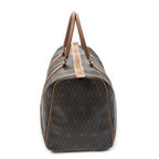 Bolso de viaje vintage Boston mediano de lona recubierta con patrón de nido de abeja gris oscuro