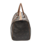 Bolso de viaje vintage Boston mediano de lona recubierta con patrón de nido de abeja gris oscuro