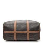 Bolso de viaje vintage Boston mediano de lona recubierta con patrón de nido de abeja gris oscuro