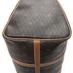 Bolso de viaje vintage Boston mediano de lona recubierta con patrón de nido de abeja gris oscuro