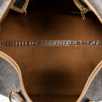 Bolso de viaje vintage Boston mediano de lona recubierta con patrón de nido de abeja gris oscuro