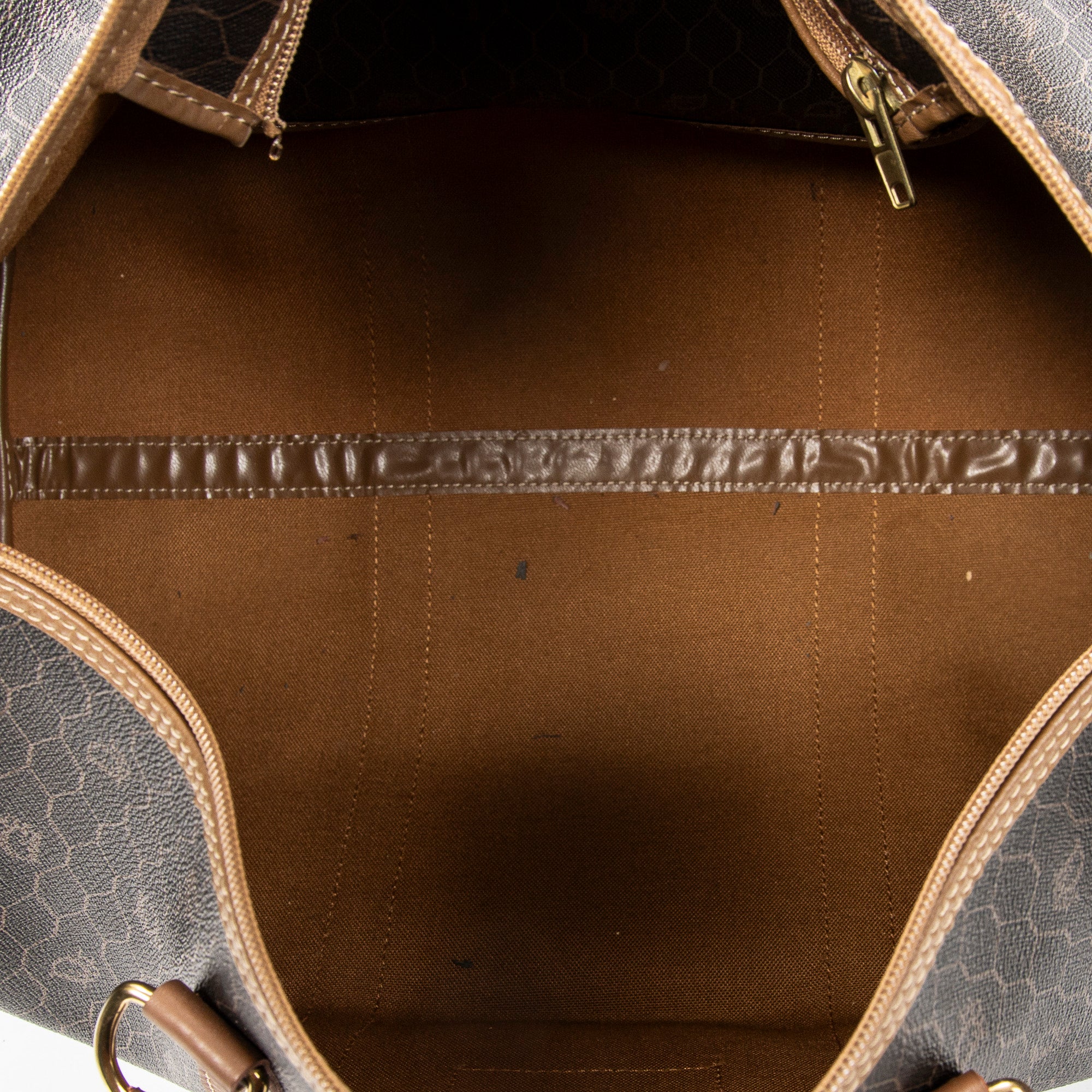 Bolso de viaje vintage Boston mediano de lona recubierta con patrón de nido de abeja gris oscuro