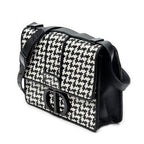 Shoulder Bag Montaigne 30 Black Woven Houndstooth Leather
