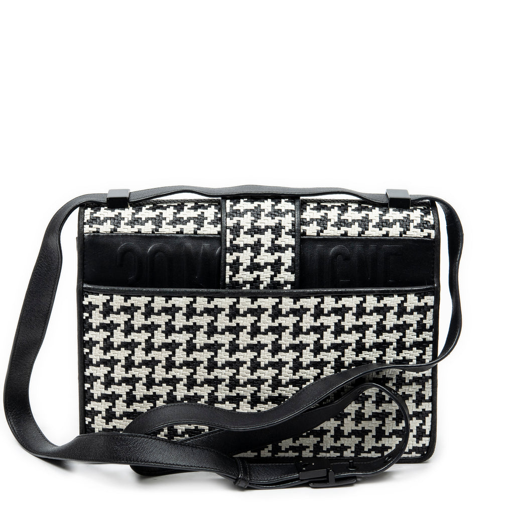 Shoulder Bag Montaigne 30 Black Woven Houndstooth Leather