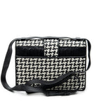 Shoulder Bag Montaigne 30 Black Woven Houndstooth Leather