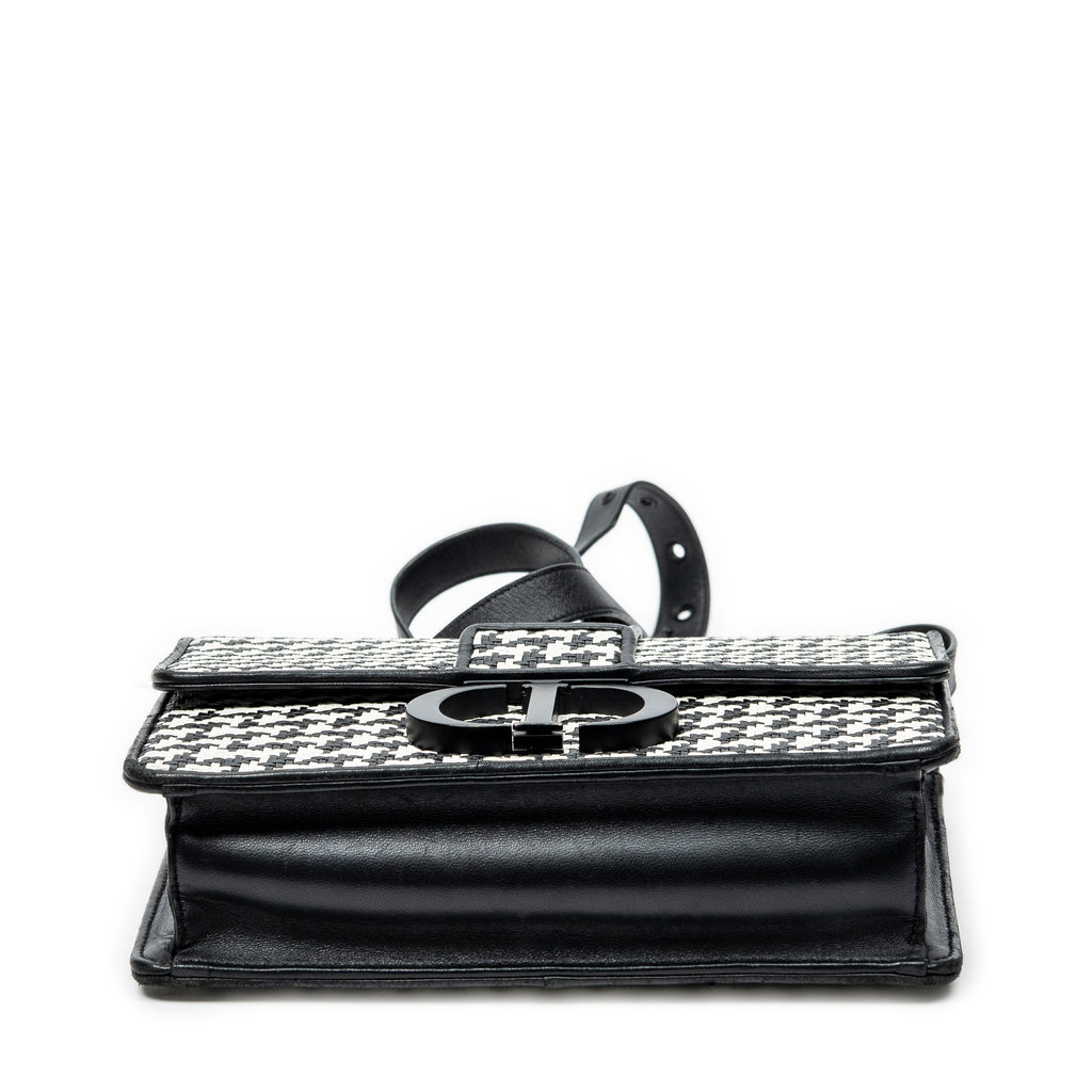 Shoulder Bag Montaigne 30 Black Woven Houndstooth Leather