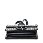 Shoulder Bag Montaigne 30 Black Woven Houndstooth Leather