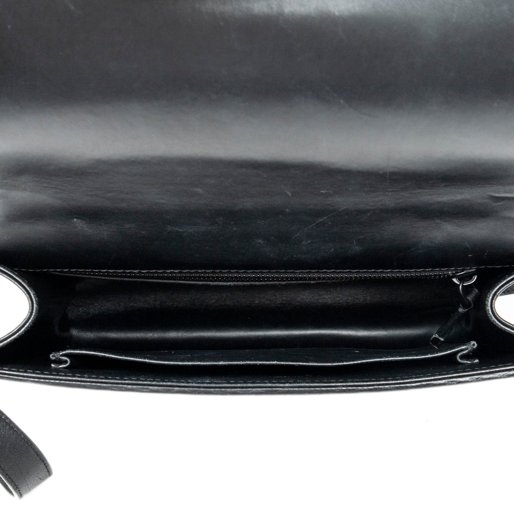 Shoulder Bag Montaigne 30 Black Woven Houndstooth Leather