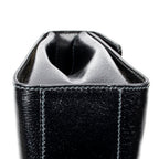 Shoulder Bag Vintage Push Lock Top Handle Black Smooth Calfskin Leather