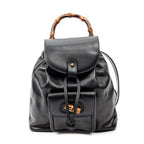 Backpack Mini Bamboo Backpack Black Calfskin Leather
