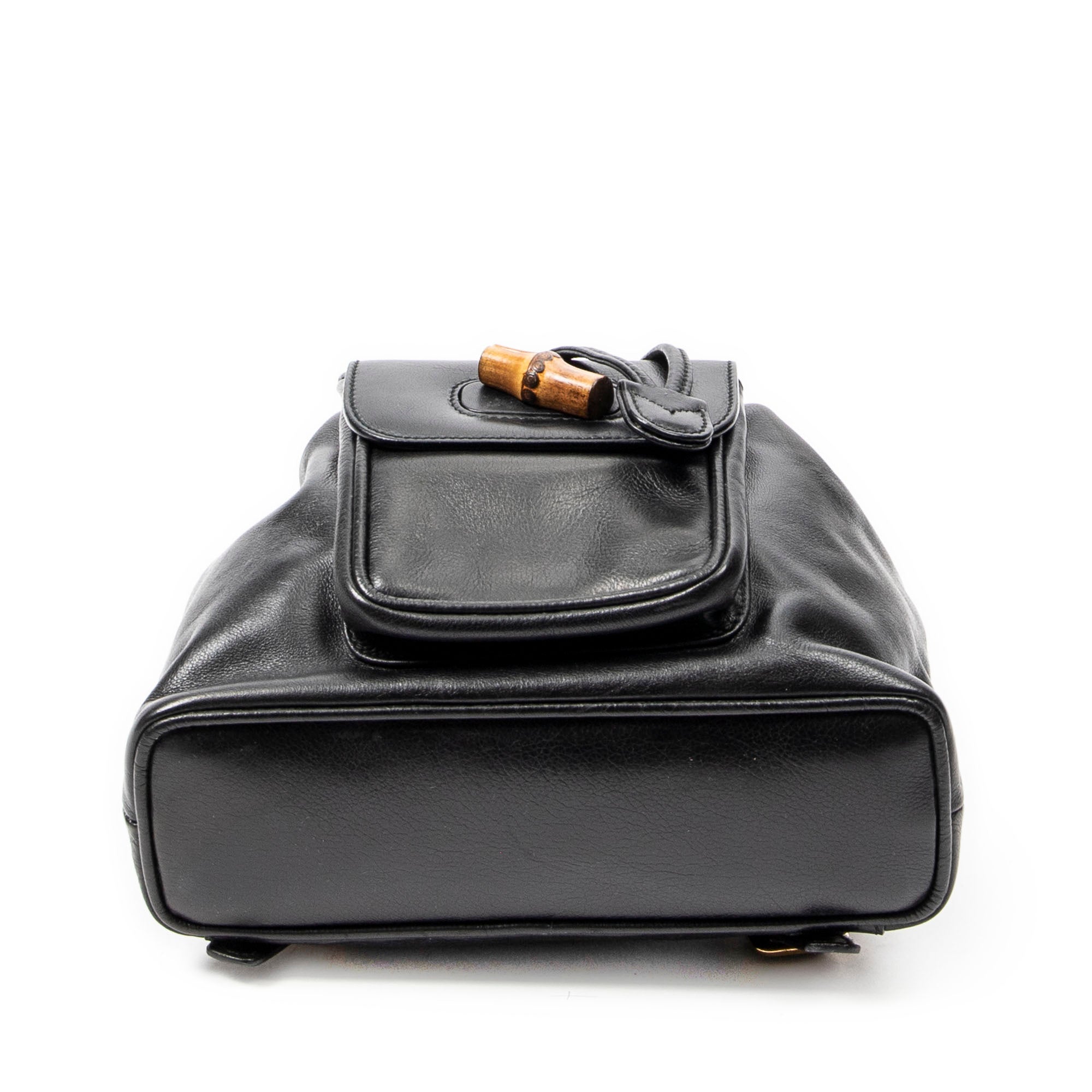 Backpack Mini Bamboo Backpack Black Calfskin Leather