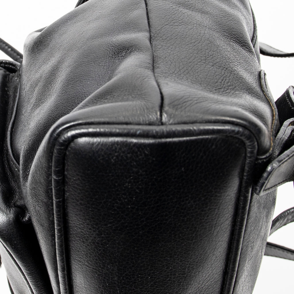 Backpack Mini Bamboo Backpack Black Calfskin Leather